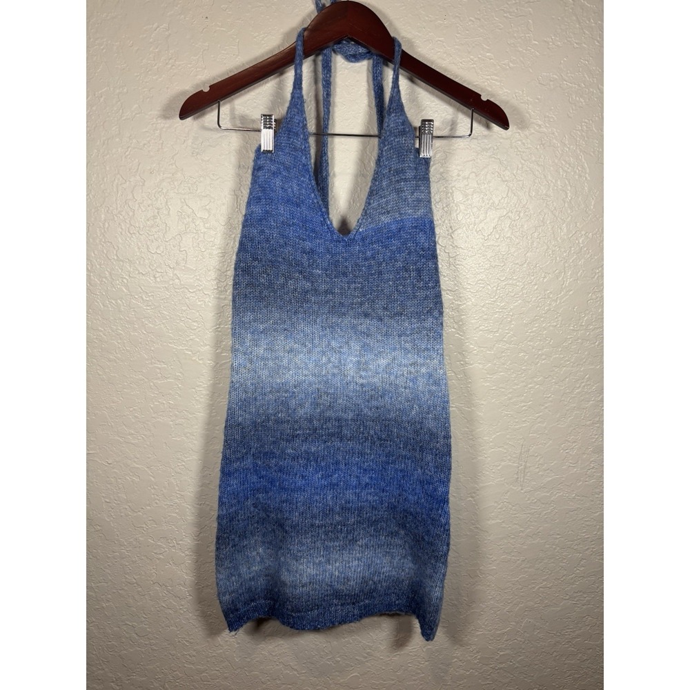 Princess Polly Y2K Women's‎ Blue Blair Mini Knit Halter Dress Ombre, Size S
